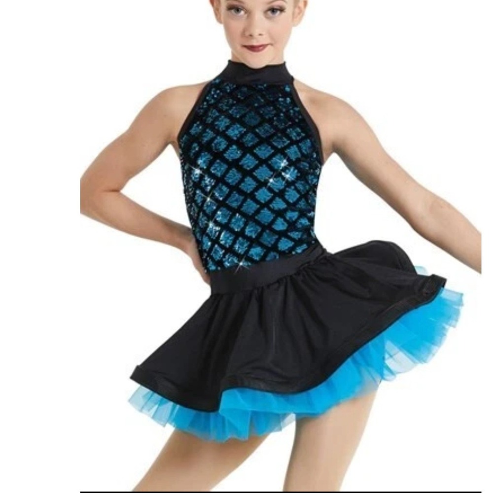 WEISSMAN‎ 12113 Womens Call Me Maybe Dance Costume Blue Sequin Tutu Medium Adult